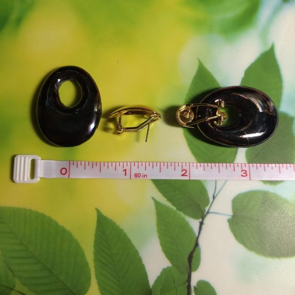3/$25 vintage 80s iridescent black/grey hinged door knocker earrings NWOT - Picture 4 of 5
